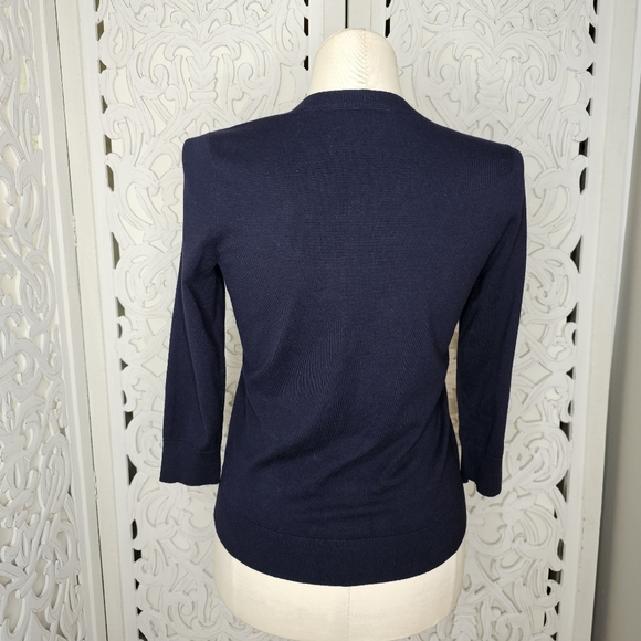 Talbots Navy Pima Cotton Button Front Cardigan Sweater Size M - Picture 6 of 10